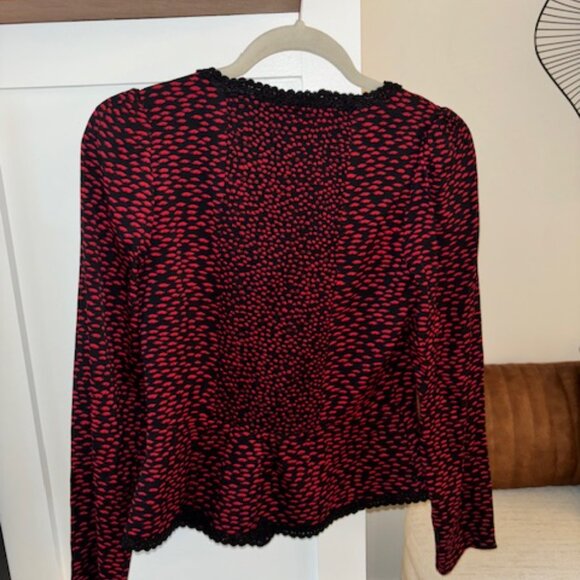 Reformation Red and Black Button-Front Blouse - Picture 5 of 5
